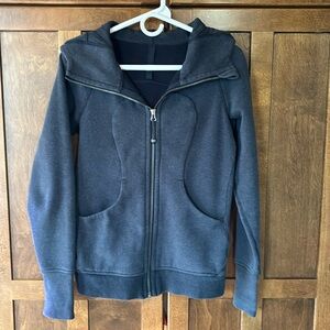 Lululemon Heathered NAVY Scuba Full-zip Hoodie Sz 4